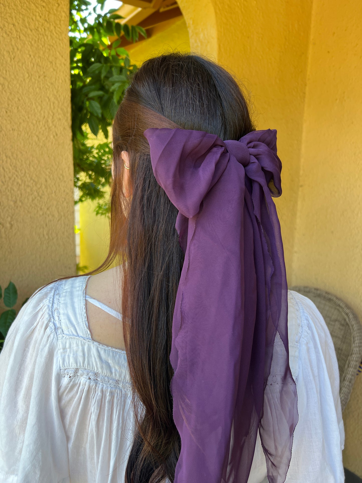 Fabric Bow Hair Clip Purple