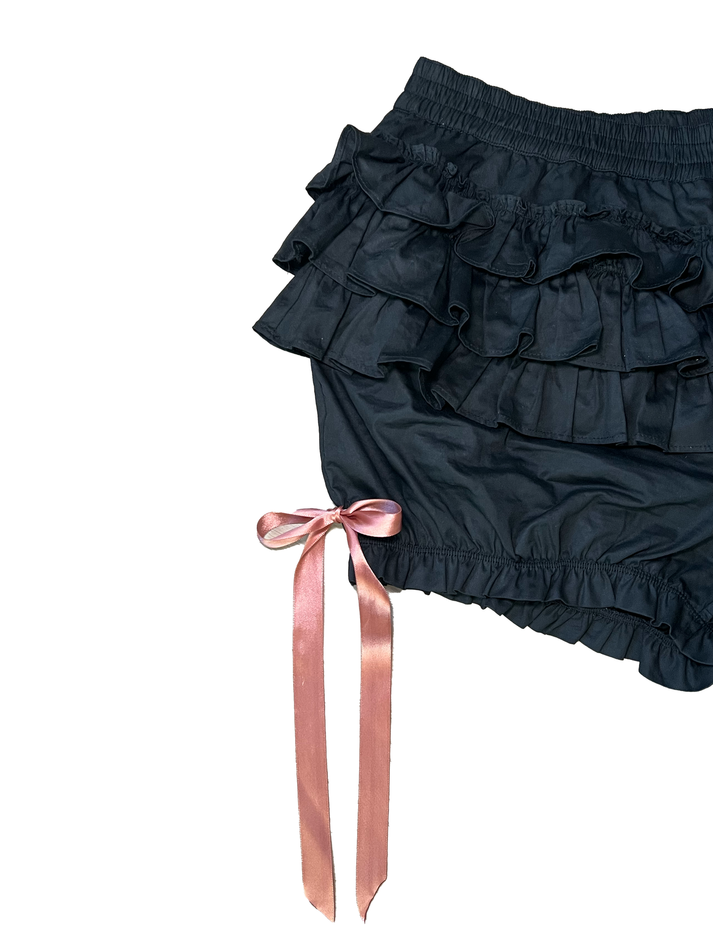 Black Cotton Ruffle Bloomer Shorts