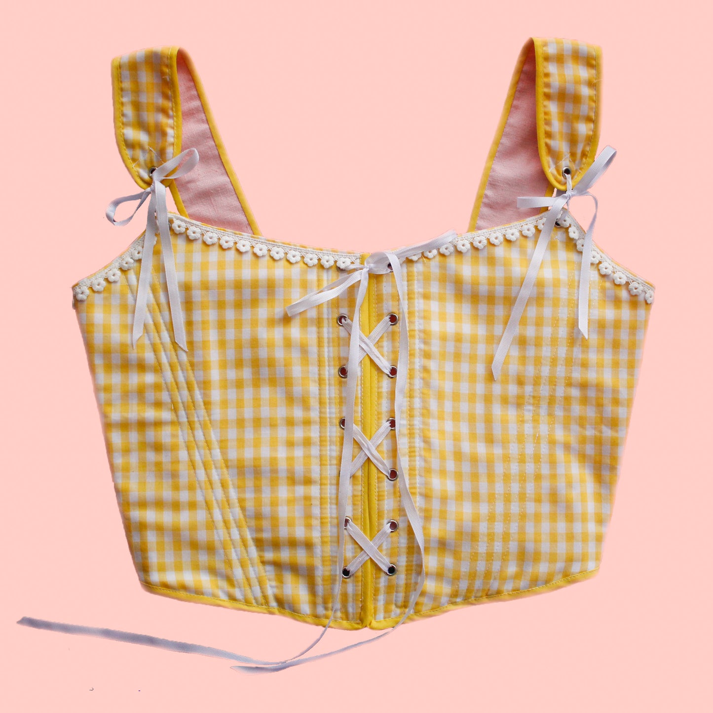 1 of a kind yellow corset top