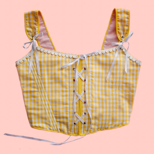 1 of a kind yellow corset top