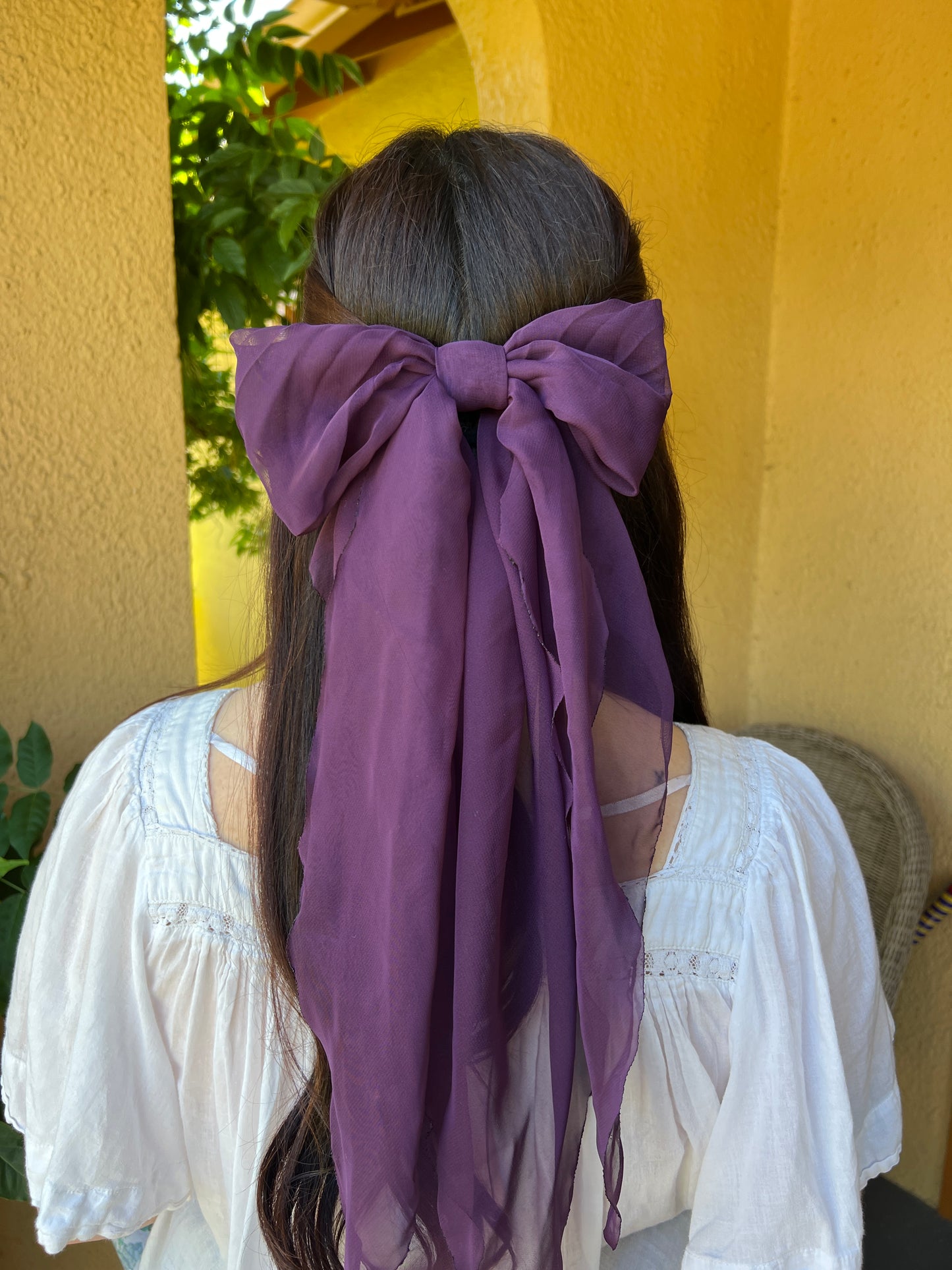 Fabric Bow Hair Clip Purple