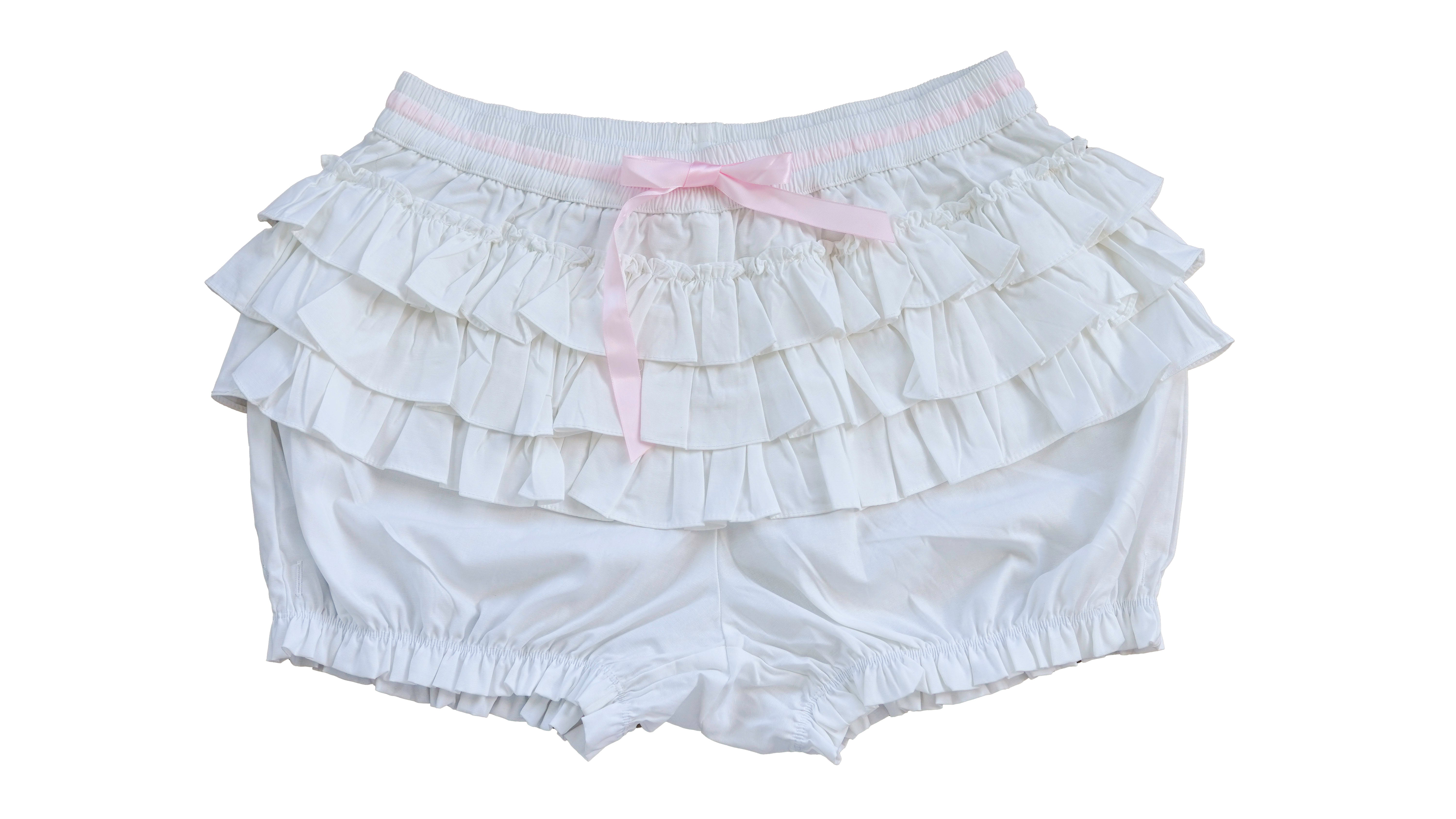 White Cotton Ruffle Bloomers – Demi Monde