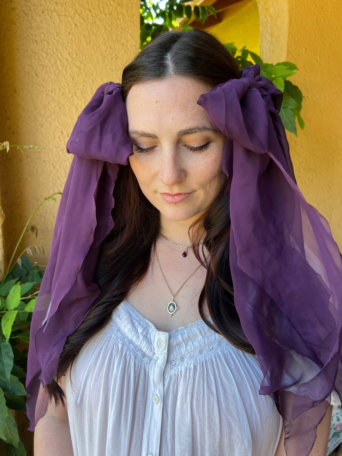 Fabric Bow Hair Clip Purple