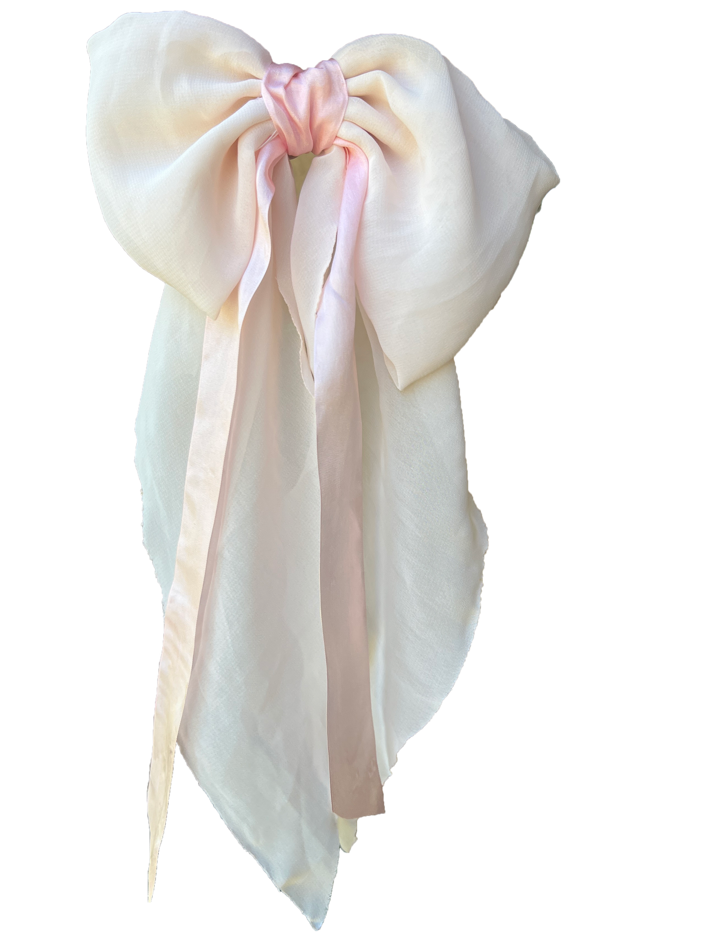 Fabric Bow Hair Clip Pink & Creme